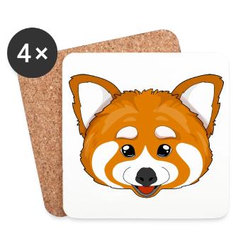 Panda roux - visage - portrait de panda - animal - Dessous de verre (lot de 4) - blanc - Devant