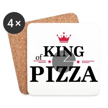 Roi de la pizza - Dessous de verre (lot de 4) - blanc - Devant