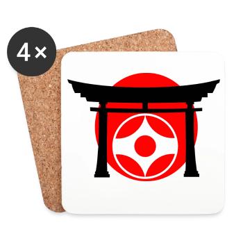 Kyokushin-Kanku-Zeichen in Torii - Untersetzer (4er-Set) - Weiß - Vorne