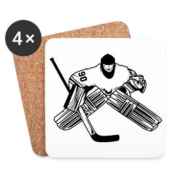 Eishockey Torwart Silhouette Hockey - Untersetzer (4er-Set) - Weiß - Vorne