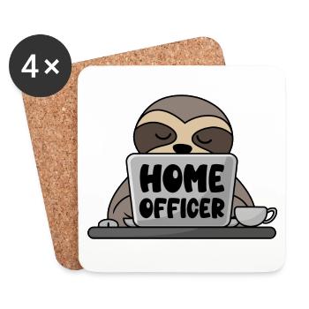 Homeoffice Büro Faultier Computer Homeofficer - Untersetzer (4er-Set) - Weiß - Vorne