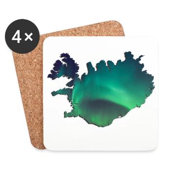 Iceland Iceland Northern Lights Topography Design - Coasters (set of 4) - white - Front