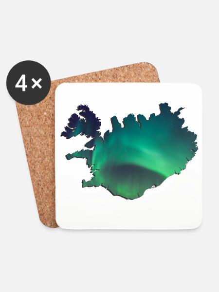 Island Iceland Nordlichter Topographie Design - Untersetzer (4er-Set) - Weiß