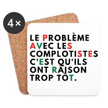 Le problème avec les complotistes - Dessous de verre (lot de 4) - blanc - Devant