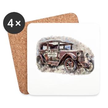 Nostalgic Old American Dream Car - Coasters (set of 4) - white - Front