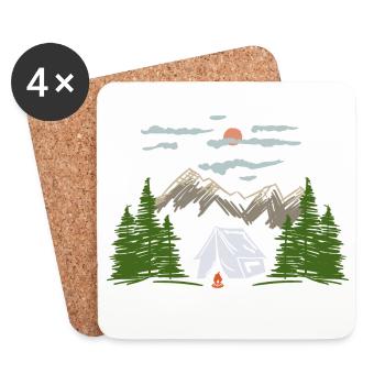 Camping Zelten Bergmotiv Geschenkidee - Untersetzer (4er-Set) - Weiß - Vorne