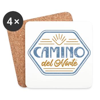 Camino del Norte Poinçon de pélerinage | Chemin de Saint-Jacques - Dessous de verre (lot de 4) - blanc - Devant