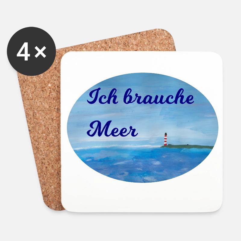 Meer Spruch - Untersetzer (4er-Set) - Weiß