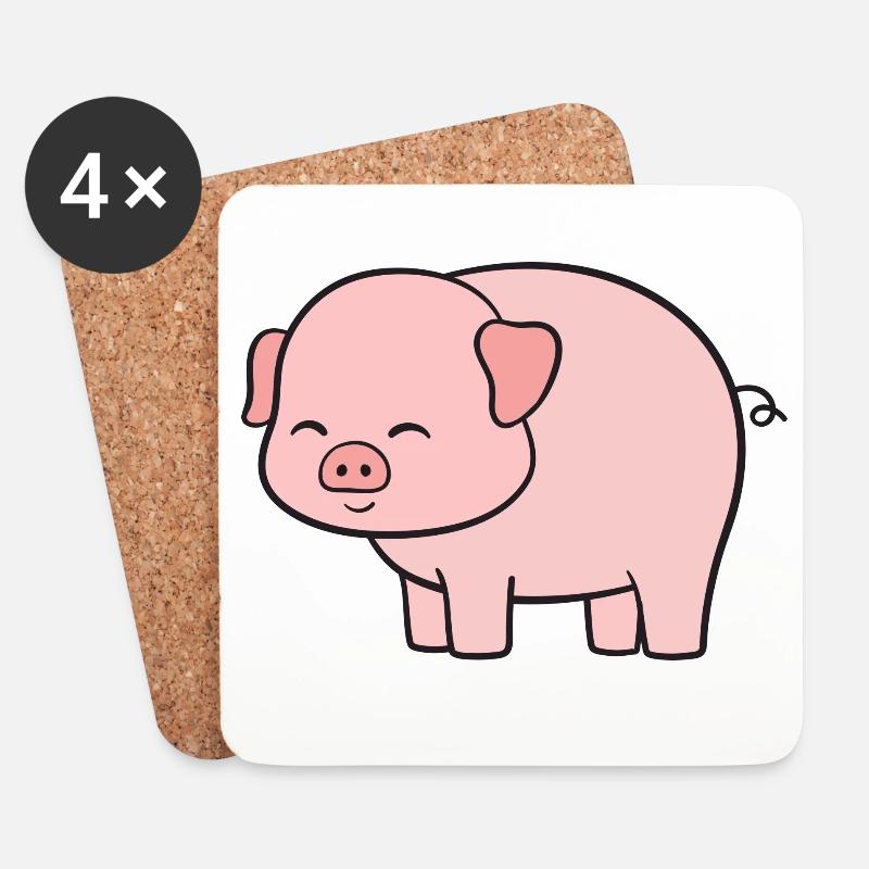 Schwein Schweine - Untersetzer (4er-Set) - Weiß