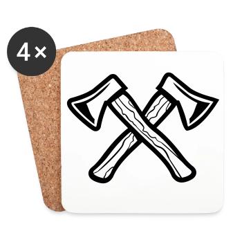 Gekreuzte Äxte, Axes - Untersetzer (4er-Set) - Weiß - Vorne