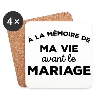A la mémoire de ma vie avant le Mariage Cadeau - Dessous de verre (lot de 4) - blanc - Devant