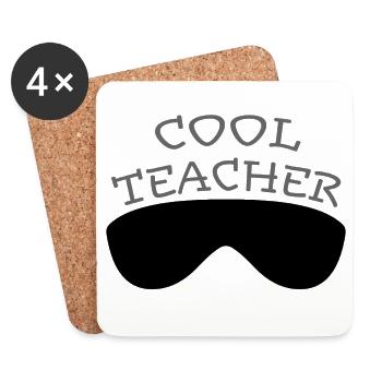 Cool teacher glasses tshirt design - Coasters (set of 4) - white - Front