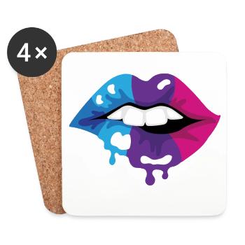 Farbige Lippen - Untersetzer (4er-Set) - Weiß - Vorne