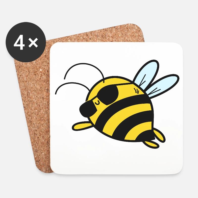Biene Bienen - Untersetzer (4er-Set) - Weiß