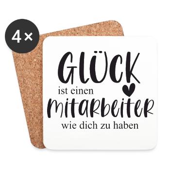 Glück Mitarbeiter Kollege Bedanken Geschenk - Untersetzer (4er-Set) - Weiß - Vorne