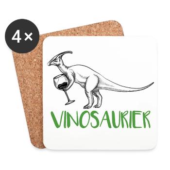 Vinosaurier – lustiges Weinmotiv - Untersetzer (4er-Set) - Weiß - Vorne
