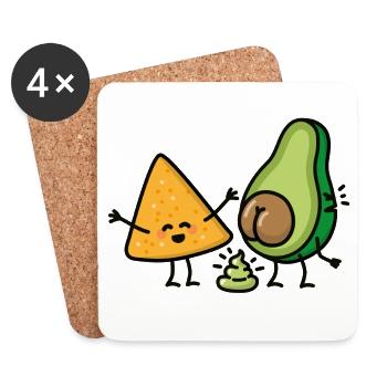 Chips de tortilla de caca d’avocat guacamole merde - Dessous de verre (lot de 4) - blanc - Devant