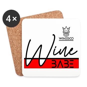 Winegod funny saying Wine Babe - Coasters (set of 4) - white - Front