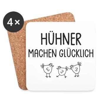 Hühner machen glücklich - Untersetzer (4er-Set) - Weiß - Vorne
