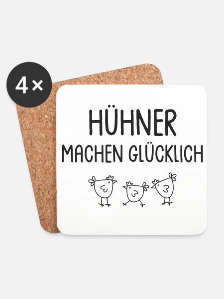 Hühner machen glücklich - Untersetzer (4er-Set) - Weiß