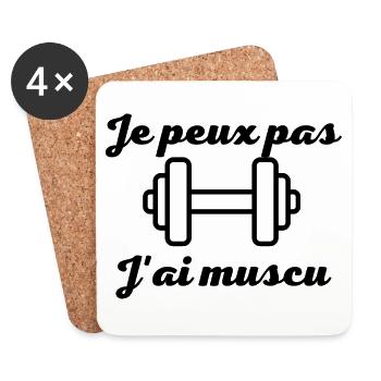 Je peux pas j'ai muscu - Dessous de verre (lot de 4) - blanc - Devant