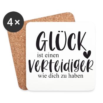 Verteidiger Fußball Sport Fußballspieler Geschenk - Untersetzer (4er-Set) - Weiß - Vorne