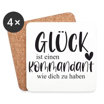 Kommandant Freiwillige Feuerwehr Ehrenamt Geschenk - Untersetzer (4er-Set) - Weiß - Vorne