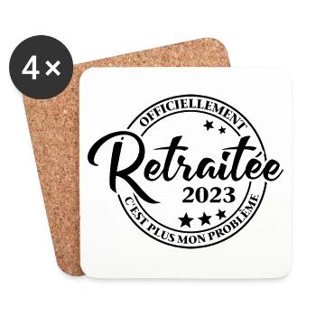 Officiellement Retraitée 2023 C plus mon problème - Dessous de verre (lot de 4) - blanc - Devant