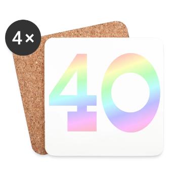 Geburtstagsgeschenk, 40 pastell Verlauf - Untersetzer (4er-Set) - Weiß - Vorne