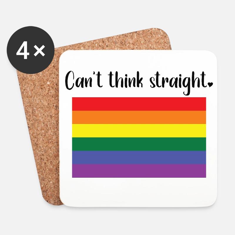 Can't think straight - Pride Flag LGBTQ Design - Untersetzer (4er-Set) - Weiß