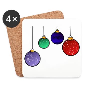 Christmas tree baubles - Christmas decoration - Coasters (set of 4) - white - Front