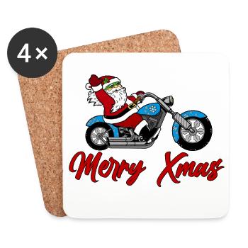 Santa Motorrad – Xmas Ride - Untersetzer (4er-Set) - Weiß - Vorne
