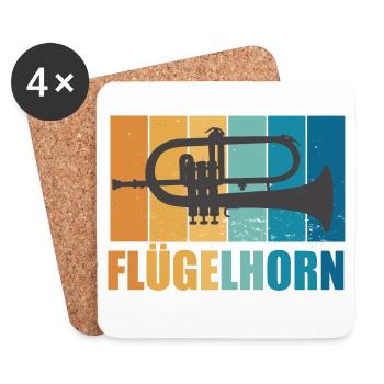 Flügelhorn Vintage Musiker Instrument Geschenk - Untersetzer (4er-Set) - Weiß - Vorne
