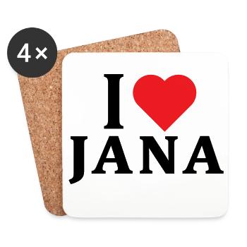 t-shirt I love Jana t-shirt gift idea - Coasters (set of 4) - white - Front