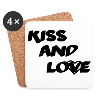 Kiss And Love - Dessous de verre (lot de 4) - blanc - Devant