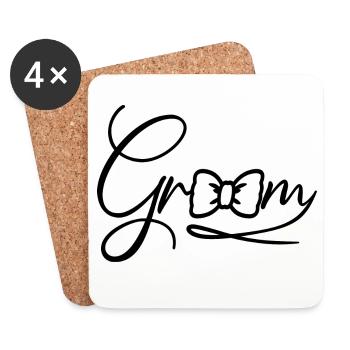 Groom Cool Matching Couple Wedding Party Mariage - Dessous de verre (lot de 4) - blanc - Devant