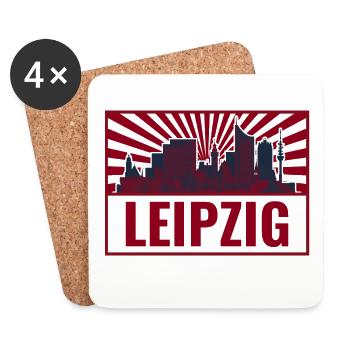 Leipzig Skyline Rétro Red - Dessous de verre (lot de 4) - blanc - Devant