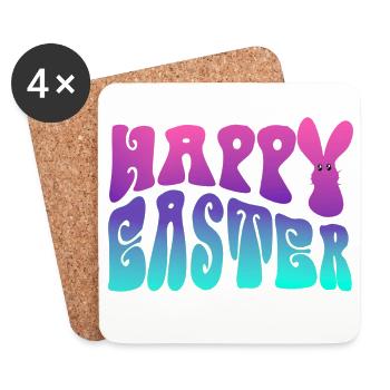 Happy Easter Schriftzug - Untersetzer (4er-Set) - Weiß - Vorne