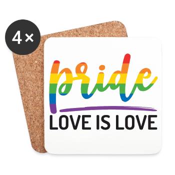Fierté LGBTQ+. L’amour est l’amour. - Dessous de verre (lot de 4) - blanc - Devant