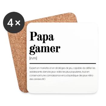 Papa Gamer : Cadeau pour papa - Dessous de verre (lot de 4) - blanc - Devant