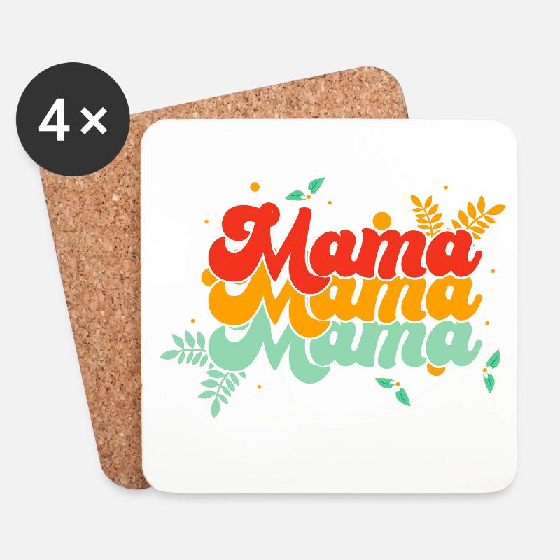 Mom, Mama, Mama Groovy - Untersetzer (4er-Set) - Weiß