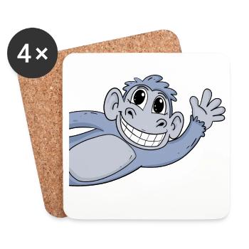 Salutation des singes - Dessous de verre (lot de 4) - blanc - Devant