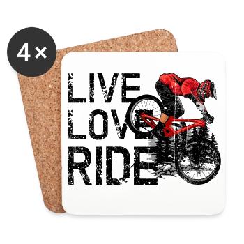 Cycliste VTT rouge dans la Forêt Sombre - Dessous de verre (lot de 4) - blanc - Devant