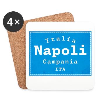 La ville bleue de Naples signe l’ITA - Dessous de verre (lot de 4) - blanc - Devant