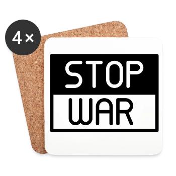 stop war, no war - Dessous de verre (lot de 4) - blanc - Devant