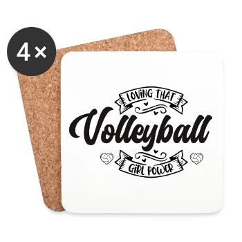 Loving Volleyball Girl Power I Spruch Logo Mädchen - Untersetzer (4er-Set) - Weiß - Vorne