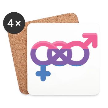 Mois de la fierté LGBTQ - Signe bisexuel - Dessous de verre (lot de 4) - blanc - Devant
