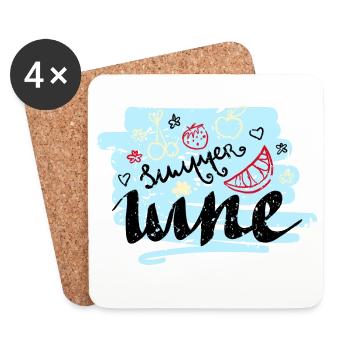 Sommer Scribble Früchte - Untersetzer (4er-Set) - Weiß - Vorne