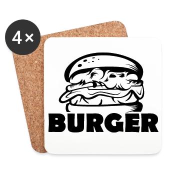 Burger Logo icône Illustration Symbole Nourriture - Dessous de verre (lot de 4) - blanc - Devant
