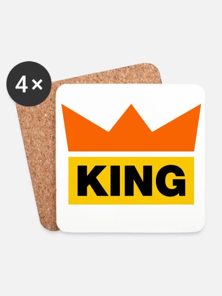 King / 3 Farben - Untersetzer (4er-Set) - Weiß